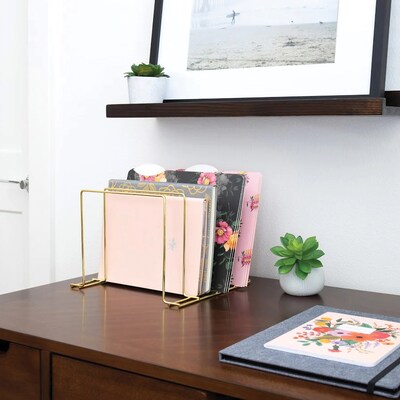 Better Houseware Coated Steel 4-Section Large Vertical Organizer, Brass (BTH14933B)