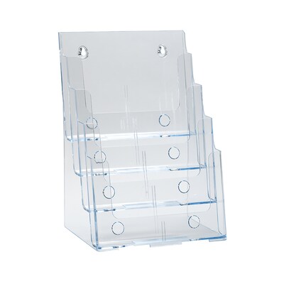 Azar Displays Four-Tier Four-Pocket Letter Sized Brochure Holder, Top Loading, Clear Plastic, 2/Pack (252376-2PK)