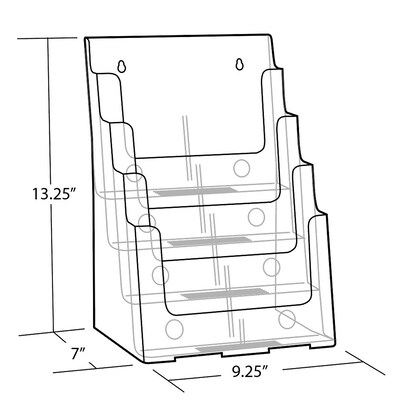 Azar Displays Four-Tier Four-Pocket Letter Sized Brochure Holder, Top Loading, Clear Plastic, 2/Pack (252376-2PK)