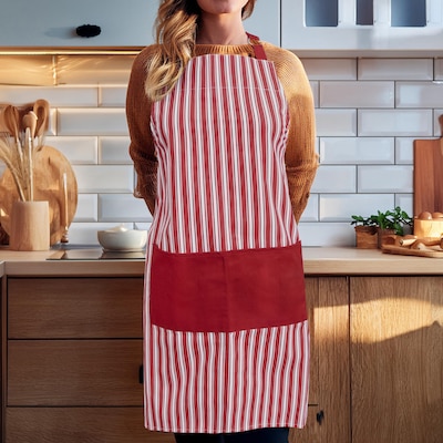 Better Houseware Adjustable Striped Apron, Red (BTH1685R)