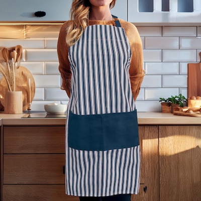 Better Houseware Adjustable Striped Apron, Blue (BTH1685B)
