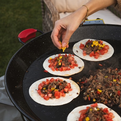 Ringg Outdoor Enameled Carbon Steel 22 in. Frying Pan, Black (PP22)