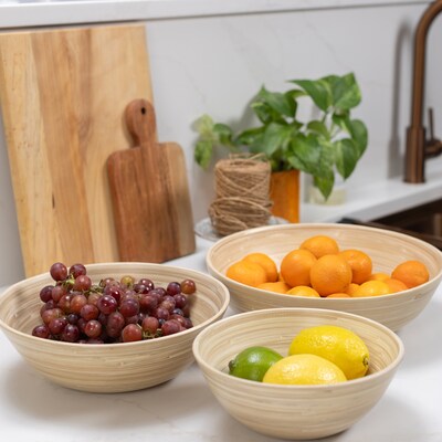 LEXA by Joyce Chen Bamboo Bowl Set, 3-Piece, Natural (LX3BSS-NTL)