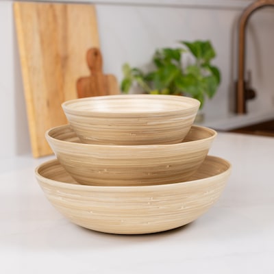 LEXA by Joyce Chen Bamboo Bowl Set, 3-Piece, Natural (LX3BSS-NTL)