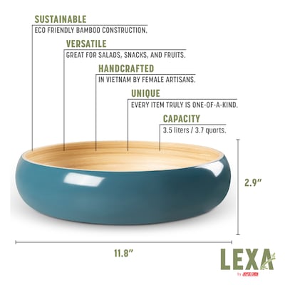 LEXA by Joyce Chen 12-In. Bamboo Fruit Bowl, Navy (LX12FRB-NVY)