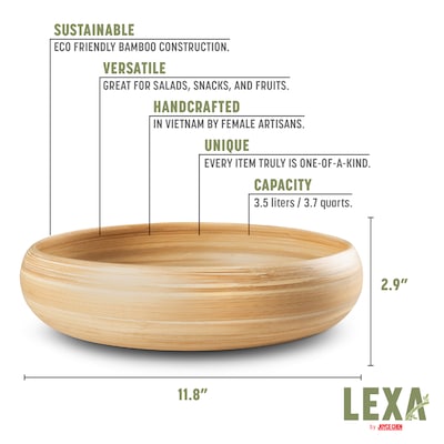 LEXA by Joyce Chen 12-In. Bamboo Fruit Bowl, Natural (LX12FRB-NTL)