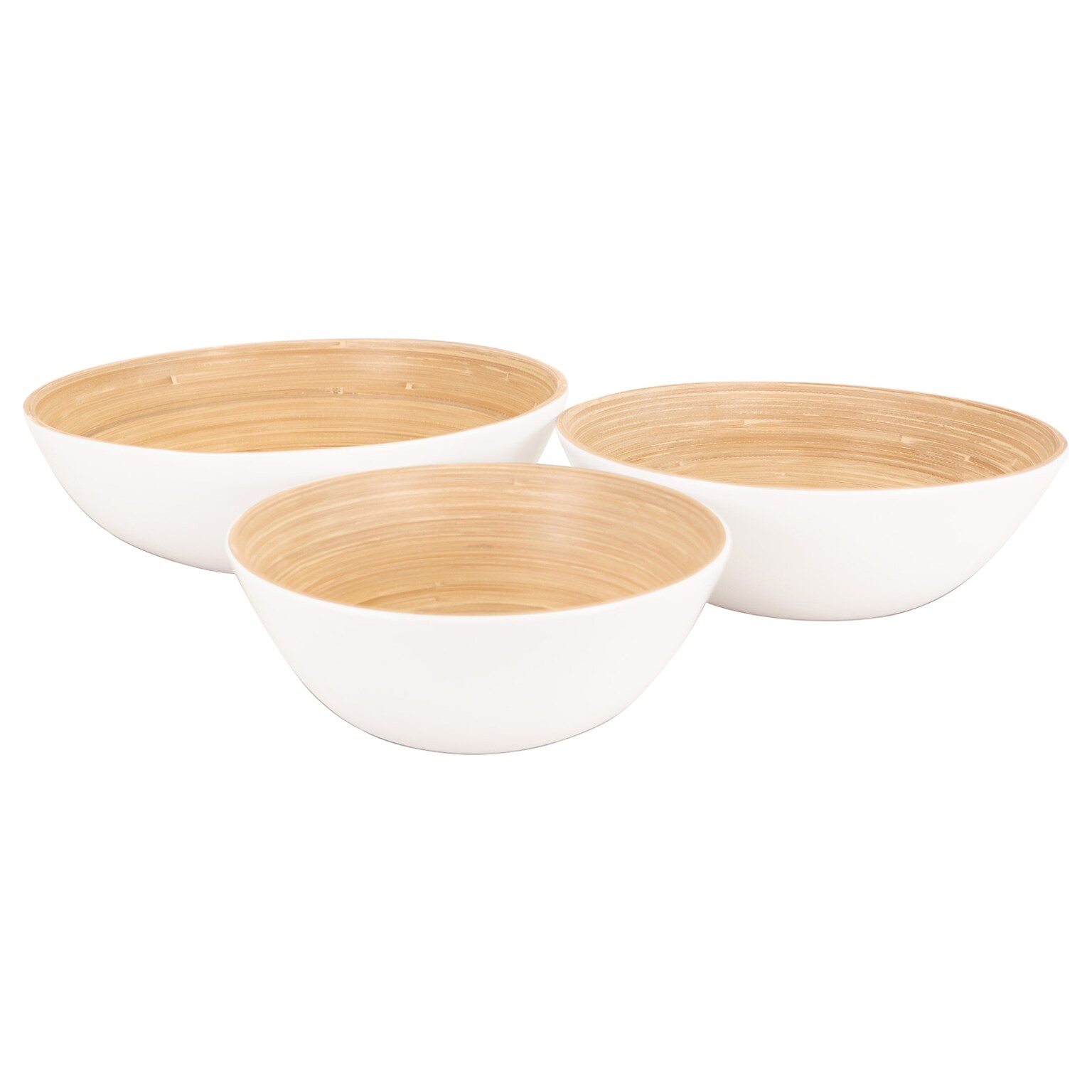 LEXA by Joyce Chen Bamboo Bowl Set, 3-Piece, White (LX3BSS-WHT)