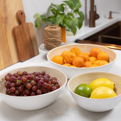 LEXA by Joyce Chen Bamboo Bowl Set, 3-Piece, White (LX3BSS-WHT)