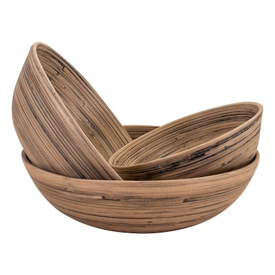 LEXA by Joyce Chen Bamboo Bowl Set, 3-Piece, Black/Natural (LX3BSS-BKB)