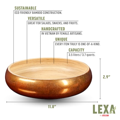 LEXA by Joyce Chen 12-In. Bamboo Fruit Bowl, Copper (LX12FRB-CPR)
