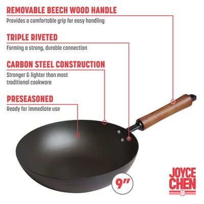 Joyce Chen Classic Carbon Steel 9.5 in. Frying Pan, Black (J21-0509)