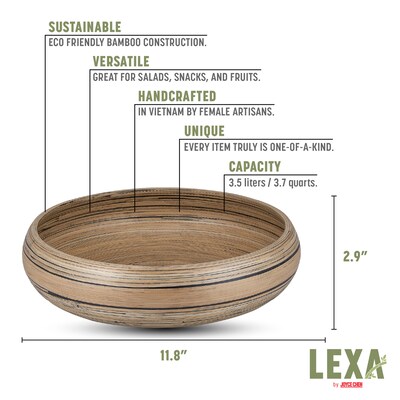 LEXA by Joyce Chen 12-In. Bamboo Fruit Bowl, Black/Natural (LX12FRB-BKB)
