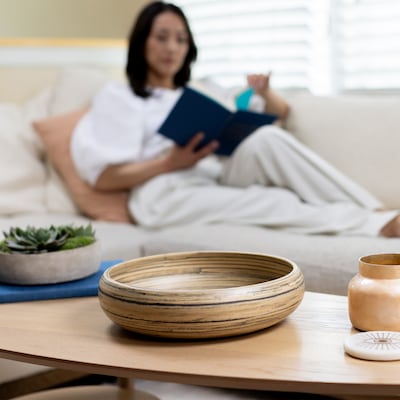 LEXA by Joyce Chen 12-In. Bamboo Fruit Bowl, Black/Natural (LX12FRB-BKB)