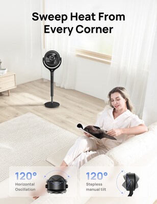 Dreo 9" Oscillating Pedestal Fan, 9-Speed, Black (DRHPF023)