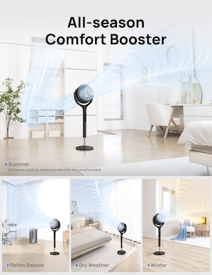 Dreo 9" Oscillating Pedestal Fan, 9-Speed, Black (DRHPF023)
