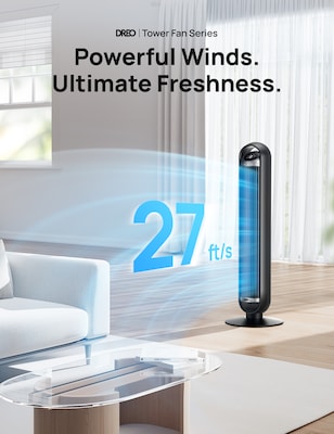 Dreo 36 Oscillating Tower Fan, 8-Speed, Black (DRHTF013S)