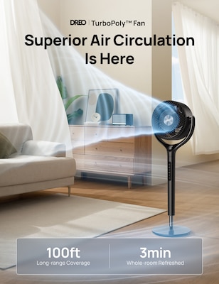 Dreo 9" Oscillating Pedestal Fan, 9-Speed, Black (DRHPF022)