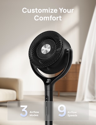 Dreo 9" Oscillating Pedestal Fan, 9-Speed, Black (DRHPF022)