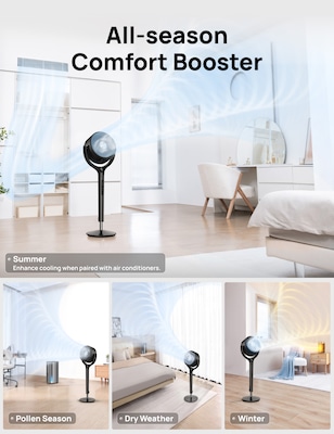 Dreo 9" Oscillating Pedestal Fan, 9-Speed, Black (DRHPF022)