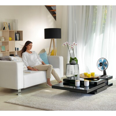 Rowenta Turbo Silence Table Fan 12" Oscillating Pedestal Fan, 5-Speed, Black (VU2660U2)