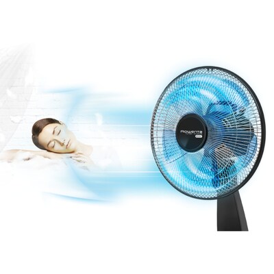 Rowenta Turbo Silence Table Fan 12" Oscillating Pedestal Fan, 5-Speed, Black (VU2660U2)