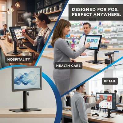 Mount-It! Point-of-Sale Monitor Stand for Monitors up to 32, Holds up to 33 lbs., Black, (MI-3800)