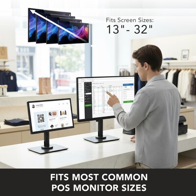 Mount-It! Point-of-Sale Monitor Stand for Monitors up to 32", Holds up to 33 lbs., Black, (MI-3800)