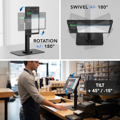 Mount-It! Point-of-Sale Monitor Stand for Monitors up to 32", Holds up to 33 lbs., Black, (MI-3800)
