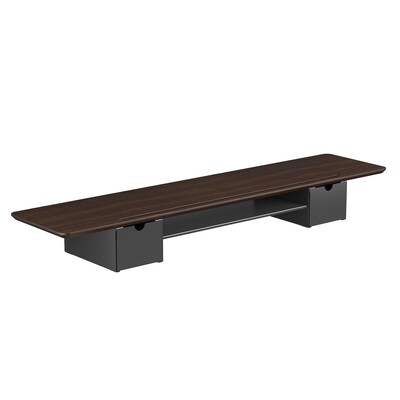 Mount-It! Extra Wide Monitor Riser with Drawers and Shelf, Holds up to 66 lbs., Dark Brown, (MI-7367
