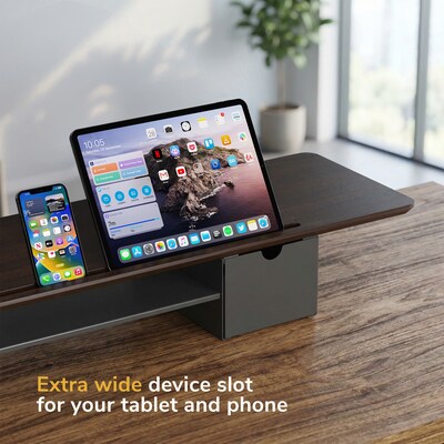 Mount-It! Extra Wide Monitor Riser with Drawers and Shelf, Holds up to 66 lbs., Dark Brown, (MI-7367)