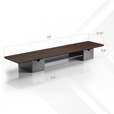 Mount-It! Extra Wide Monitor Riser with Drawers and Shelf, Holds up to 66 lbs., Dark Brown, (MI-7367)
