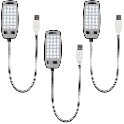 Excello Brands USB LED Flexible Light, Black, 3/Pack (USB-LED-LG-BK-3)