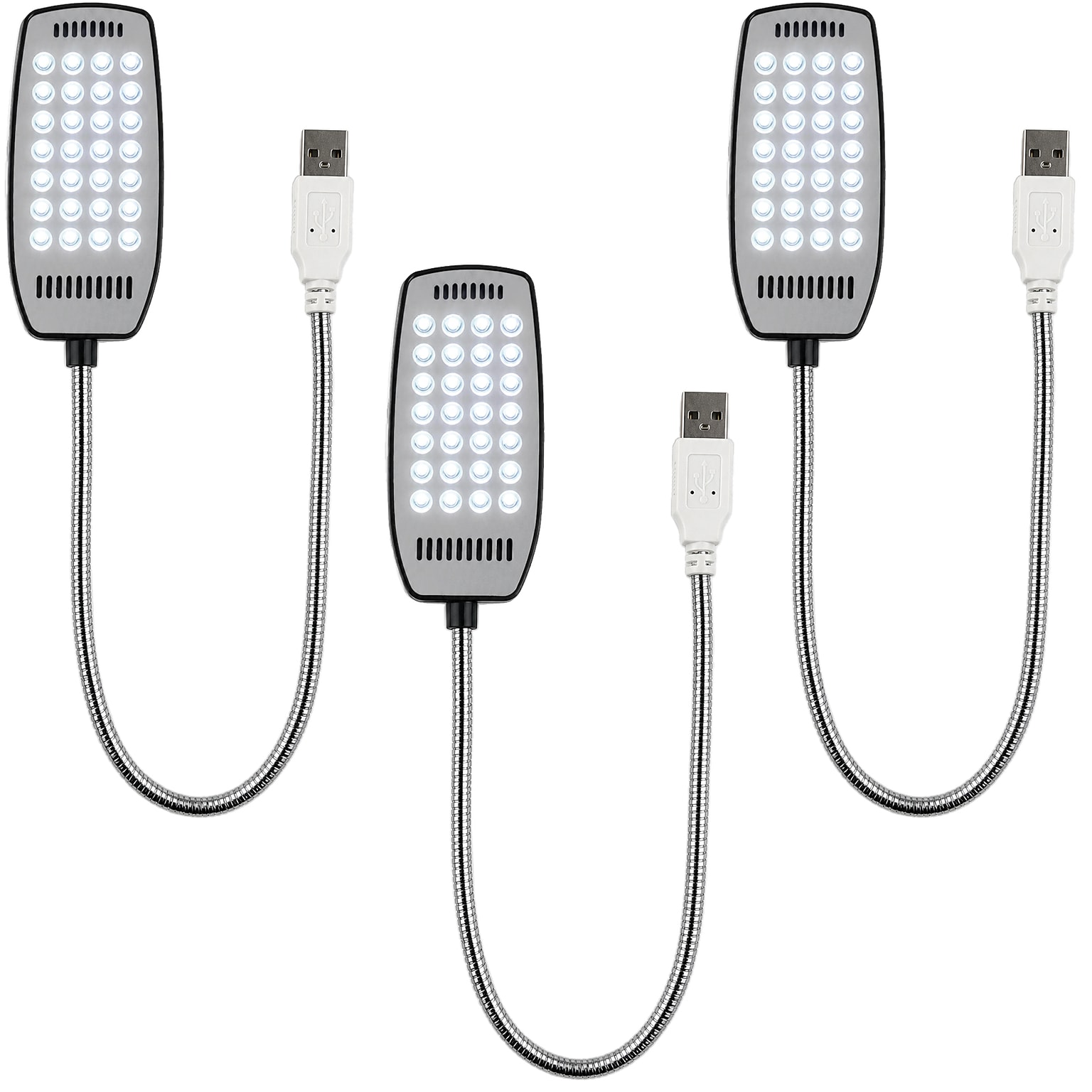 Excello Brands USB LED Flexible Light, Black, 3/Pack (USB-LED-LG-BK-3)