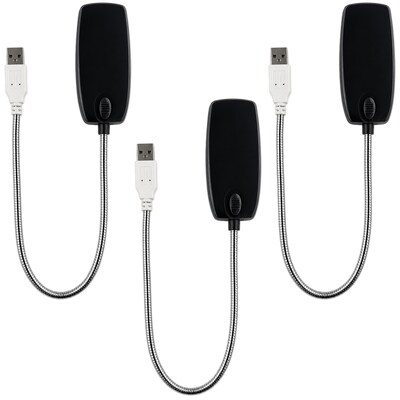 Excello Brands USB LED Flexible Light, Black, 3/Pack (USB-LED-LG-BK-3)