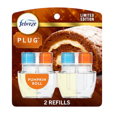 Febreze Plug In Scented Oil Warmer Refill, Pumpkin Roll Scent, 1.75 oz., 2/Pack (34262)