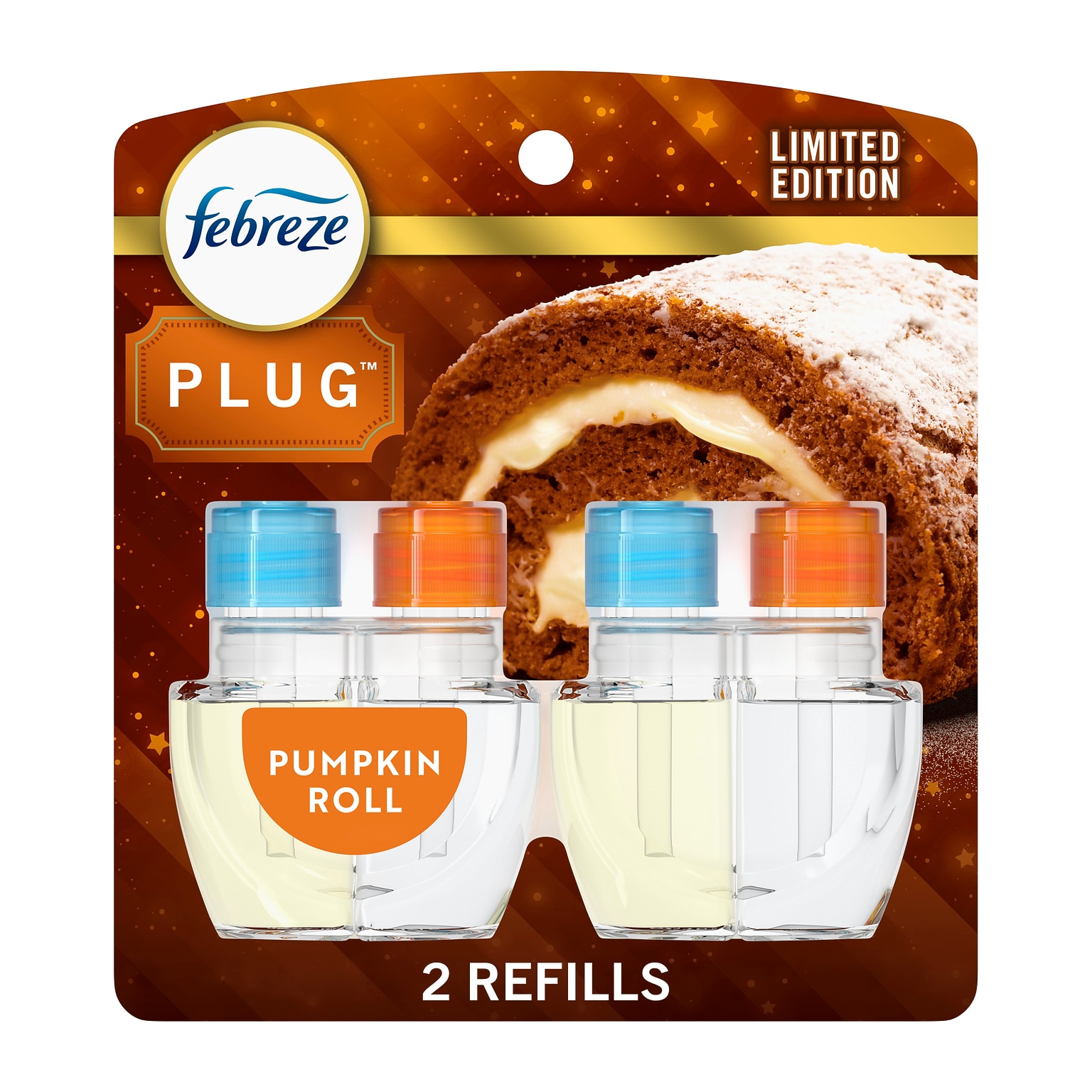 Febreze Plug In Scented Oil Warmer Refill, Pumpkin Roll Scent, 1.75 oz., 2/Pack (34262)