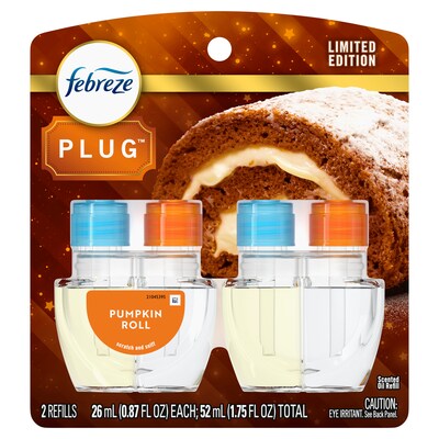 Febreze Plug In Scented Oil Warmer Refill, Pumpkin Roll Scent, 1.75 oz., 2/Pack (34262)