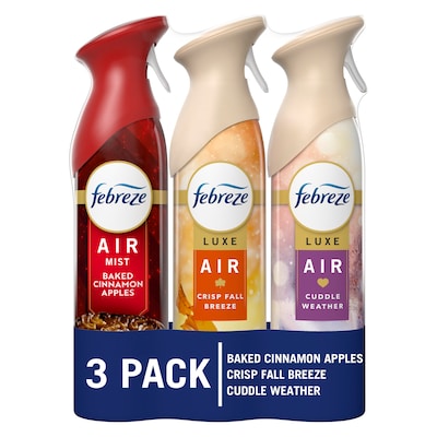Febreze Air Mist Air Freshener Spray, Crisp Fall Breeze/Cuddle Weather/Baked Cinnamon Apple, 8.1 oz, 3/Pack (557980)