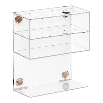Mind Reader Magnetic Dry Erase Marker Holder, Whiteboard Organizer with Eraser Shelf, Holds 10 Markers, Clear (WBSLOT-CLR)