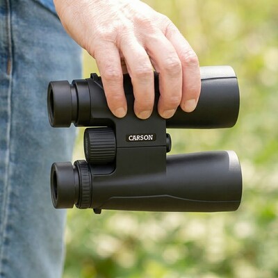 CARSON Makalu 12x50 Full-Size Roof-Prism Binoculars with Strap, Pouch, Caps & Cleaning Cloth, Black (MK-250)