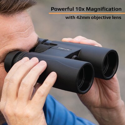 CARSON Makalu 12x50 Full-Size Roof-Prism Binoculars with Strap, Pouch, Caps & Cleaning Cloth, Black (MK-250)