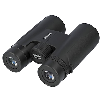 CARSON Makalu 10x42 Full-Size Roof-Prism Binoculars with Strap, Pouch, Caps & Cleaning Cloth, Black (MK-042)