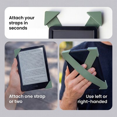 Strapsicle Premium Silicone Straps for Kindle Paperwhite/Colorsoft/Signature 6.8-In. to 7-In., Sage Green (STRAPS-SAGE-LARGE)