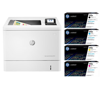 HP Color LaserJet Enterprise M554dn Color Print Only Laser Printer (7ZU81A#BGJ) with 212X High Yield 4-Color Toner Cartridge Set