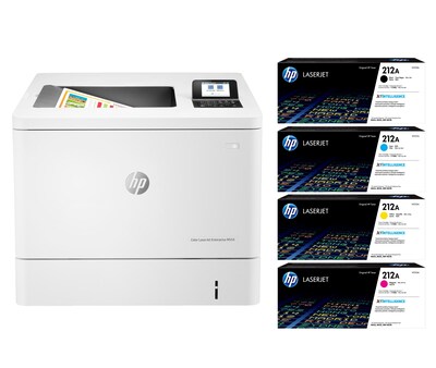 HP Color LaserJet Enterprise M554dn Color Laser Printer (7ZU81A#BGJ) with 212A Standard Yield 4-Color Toner Cartridge Set