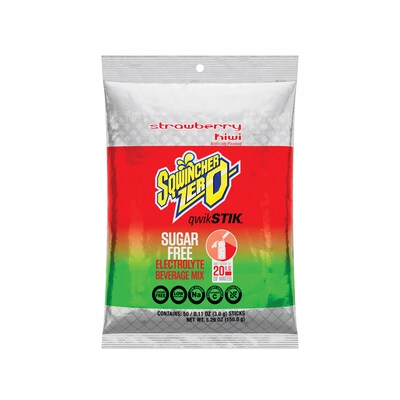 Sqwincher ZERO Qwik Stik Strawberry Kiwi  Powdered Sports Drink Mix w/ Electrolytes, 0.11 oz., 500/Carton (159060975)