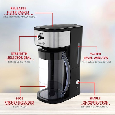 Brentwood 8-Cups Automatic Iced Tea & Coffee Maker, Black (KITBTWOTDZ01)