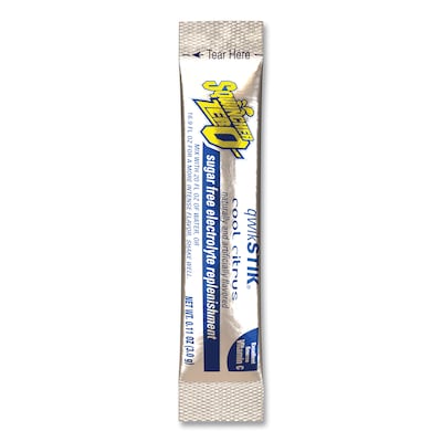 Sqwincher ZERO Qwik Stik Sugar-Free Cool Citrus Powdered Sports Drink Mix w/ Electrolytes, 0.11 oz., 500/Carton (159060109)