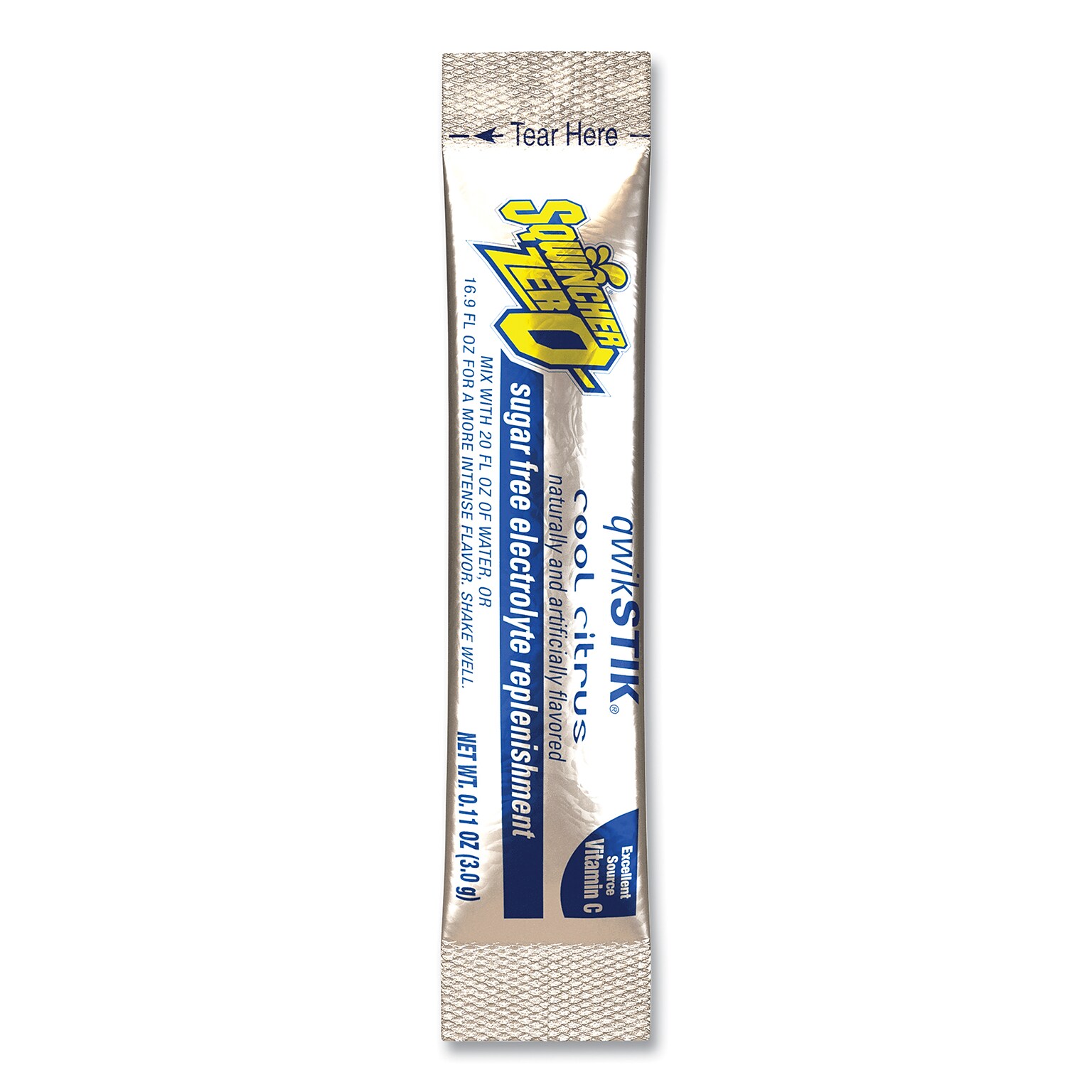 Sqwincher ZERO Qwik Stik Sugar-Free Cool Citrus Powdered Sports Drink Mix w/ Electrolytes, 0.11 oz., 500/Carton (159060109)