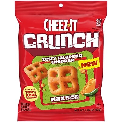 Cheez-It Crunch Zesty Jalapeno Cheddar Crakers, 2.25 oz., 6/Carton (2410012643)